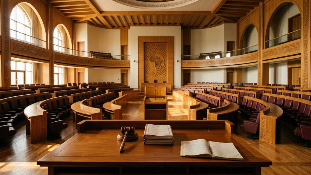 Chambre parlementaire africaine symbolisant les enjeux de gouvernance et de démocratie sur le continent